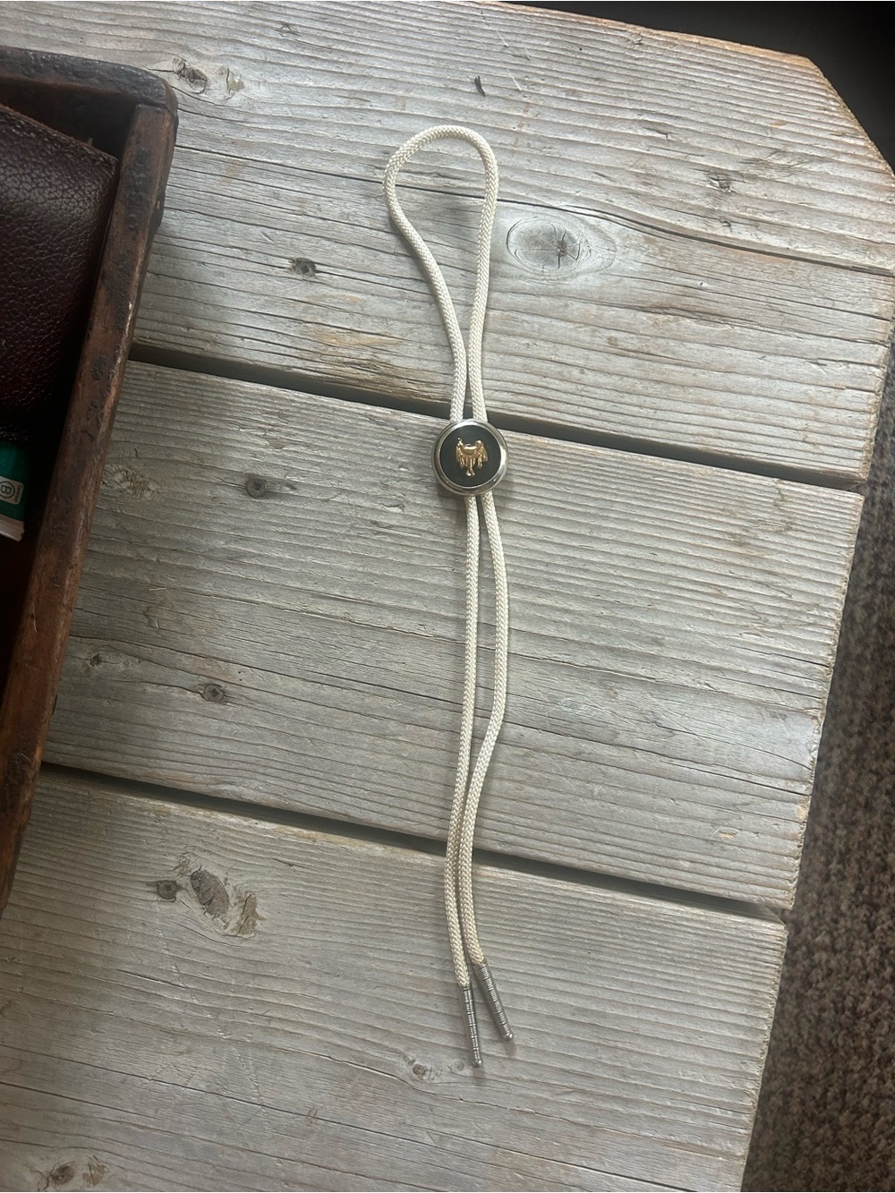Classic Ivory Bolo Tie with Gold Accent